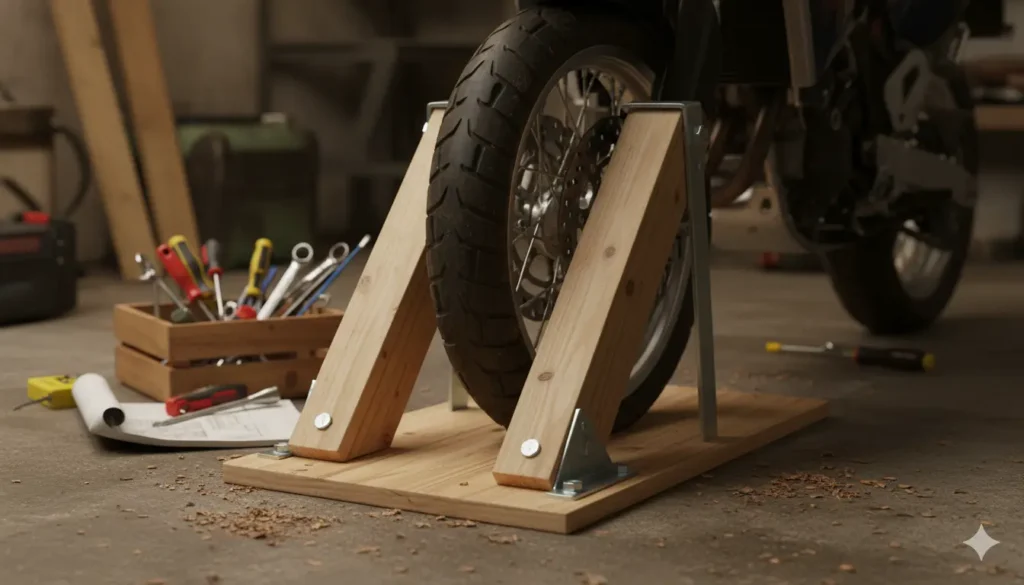matériel pour créer un bloque roue moto fait maison