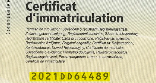 Comment trouver le numéro de formule du certificat d'immatriculation ?