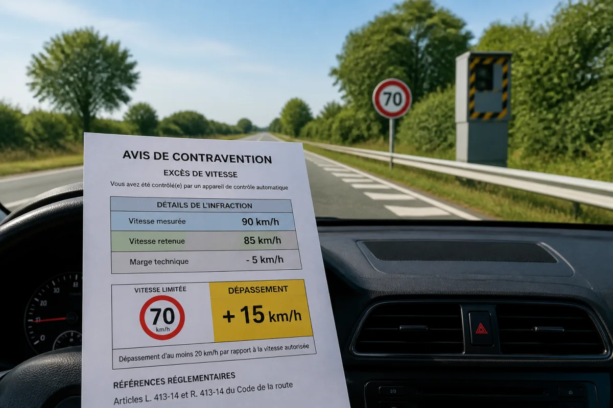 Excès de vitesse de 20 km au dessus des limites